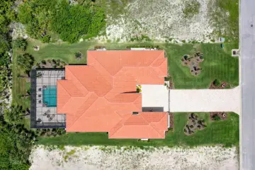 Top Drone View - Spanish Modern Home - Flagler County FL